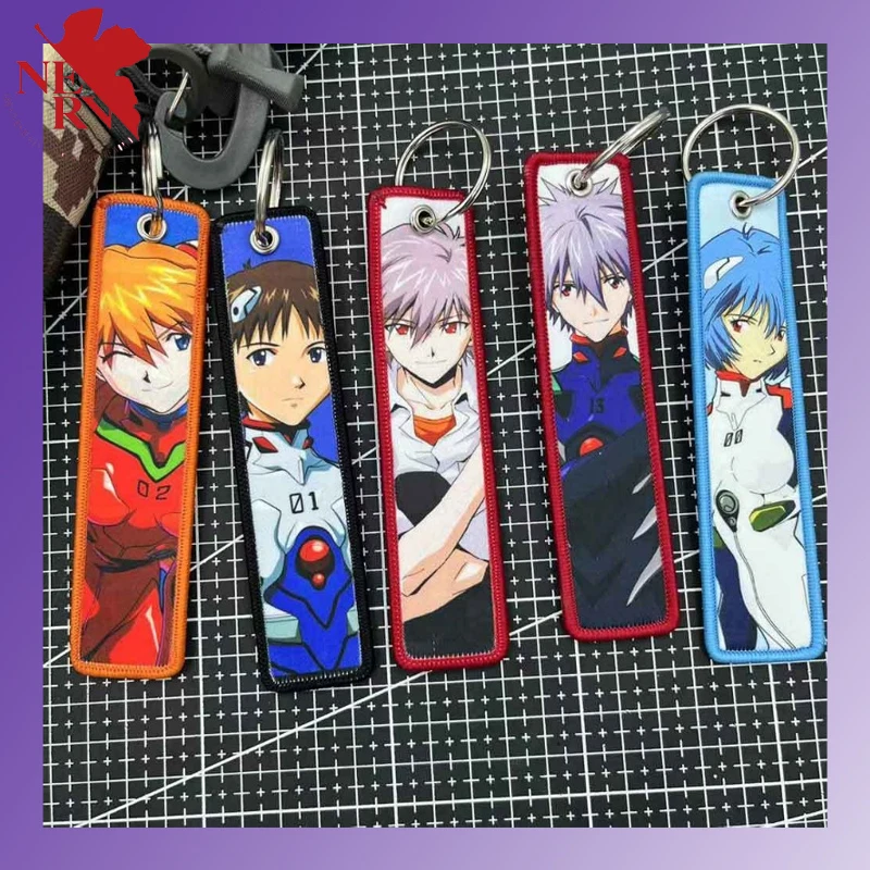 kf-S8b766a00e23b4698ae3295666d31e796m-Evangelion-Keychain-Anime-Embroidery-Key-Tag-Motorcycles-Cars-Backpack-Chaveiro-Keychain-for-Friends-Fashion-Key-Ring